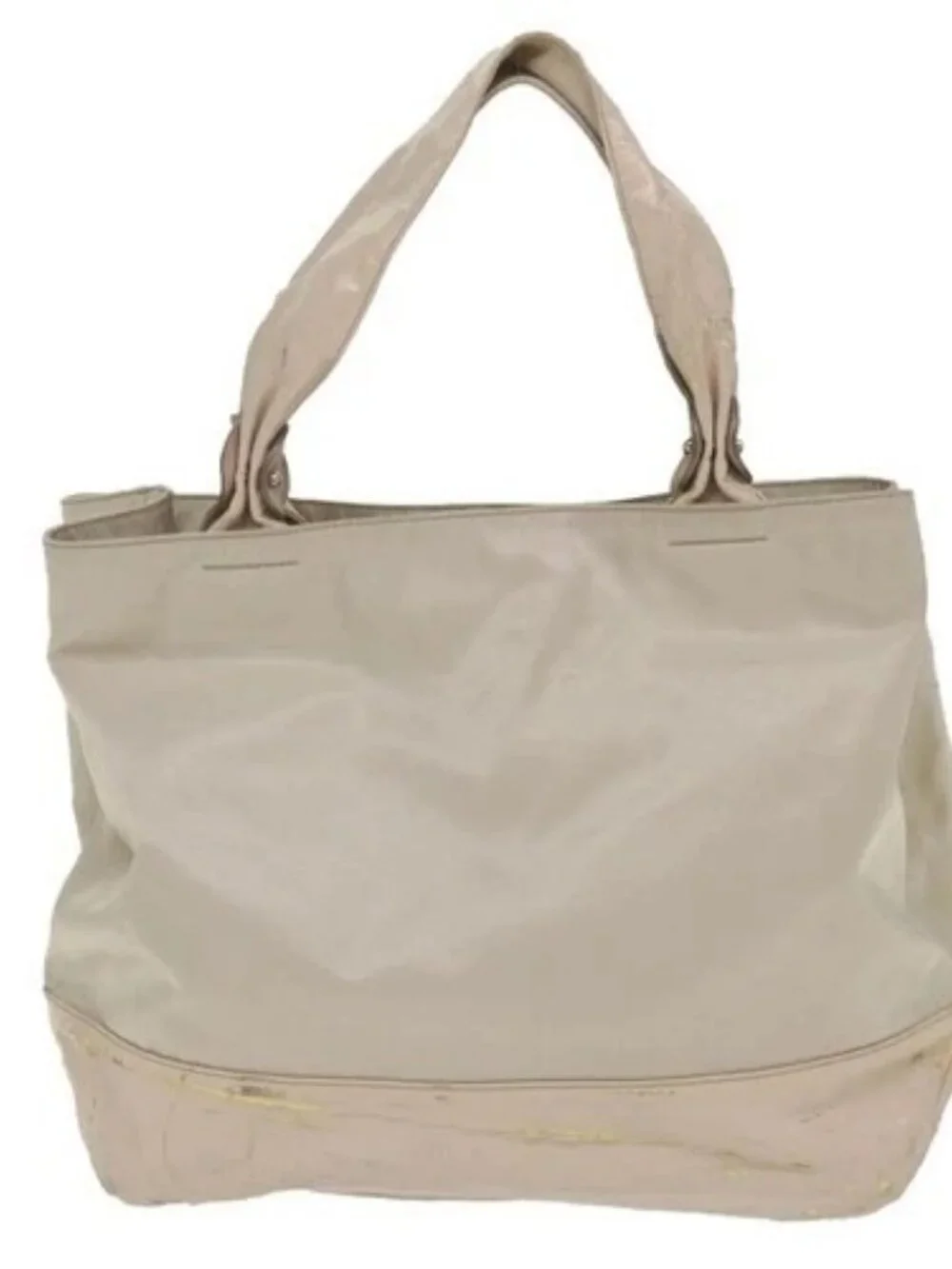Salvatore Ferragamo Shoulder Bag Nylon patent leather Beige Auth ti1318